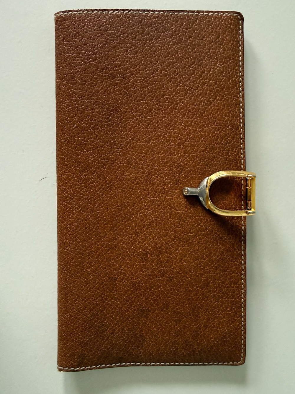 Classic Vintage Gucci Wild BoarLeather Cheque folio with half bit closure